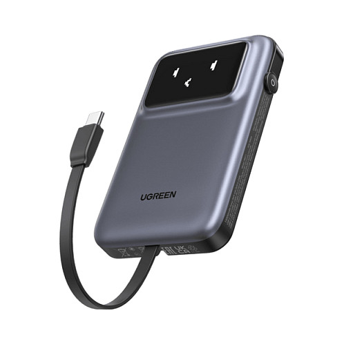 UGREEN Uno PB511 Powerbank 10.000mAh 30W 1x USB-A 1x USB-C 1x integriertes USB-C Kabel TFT-Display