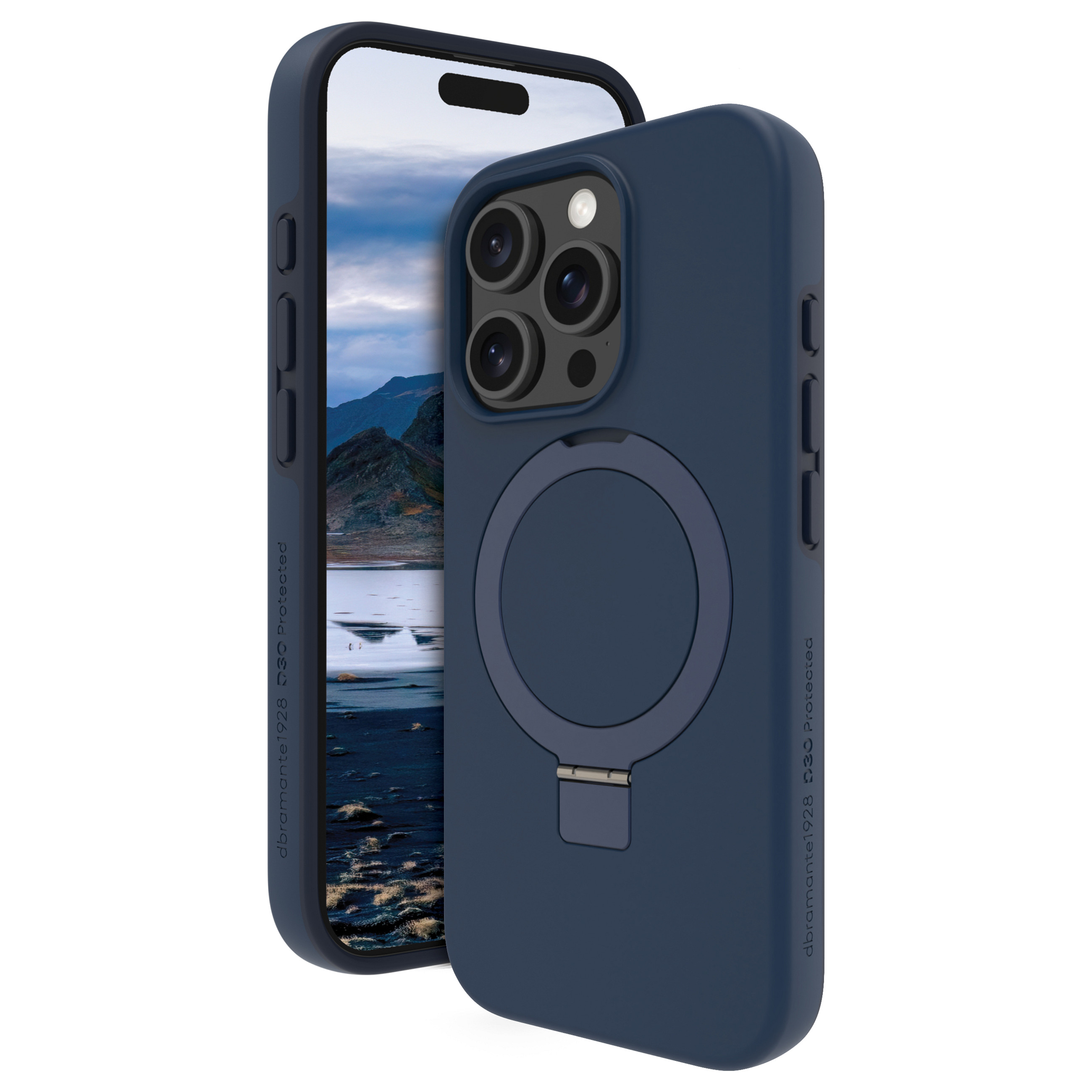 dbramante1928 Iceland Ultra - Hintere Abdeckung fr Mobiltelefon - mit Stnder - MagSafe-Kompatibilitt - D3O, Kunststoff - Blau - fr Apple