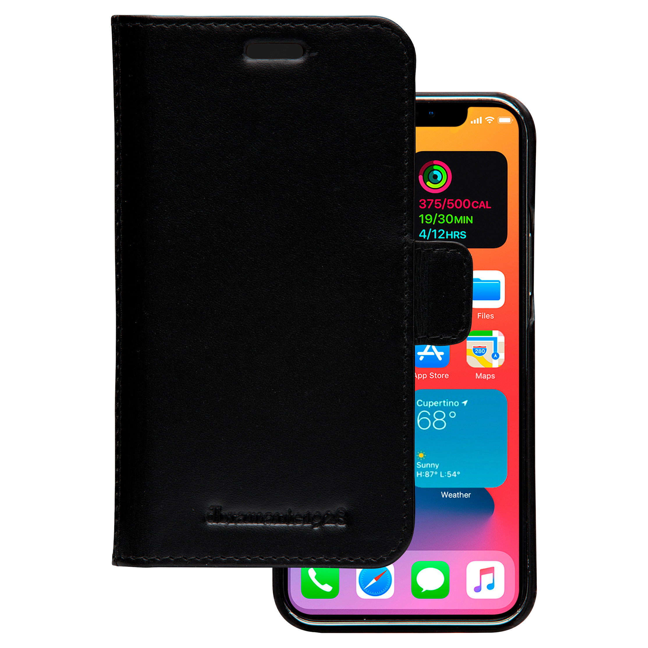 dbramante1928 Lynge - Flip-Hlle fr Mobiltelefon - genarbtes Leder - Schwarz - fr Apple iPhone 12 mini