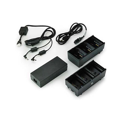 Zebra 3-Slot Battery Charger Connected via Y Cable - Batterieladegerät - Ausgangsanschlüsse: 3 - Großbritannien (Packung mit 2)