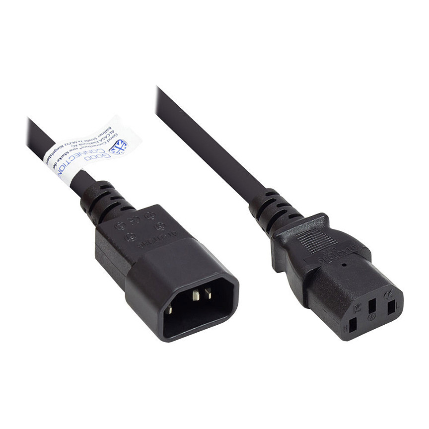 Good Connections Kaltgeräteverlängerung an C13 schwarz 1m