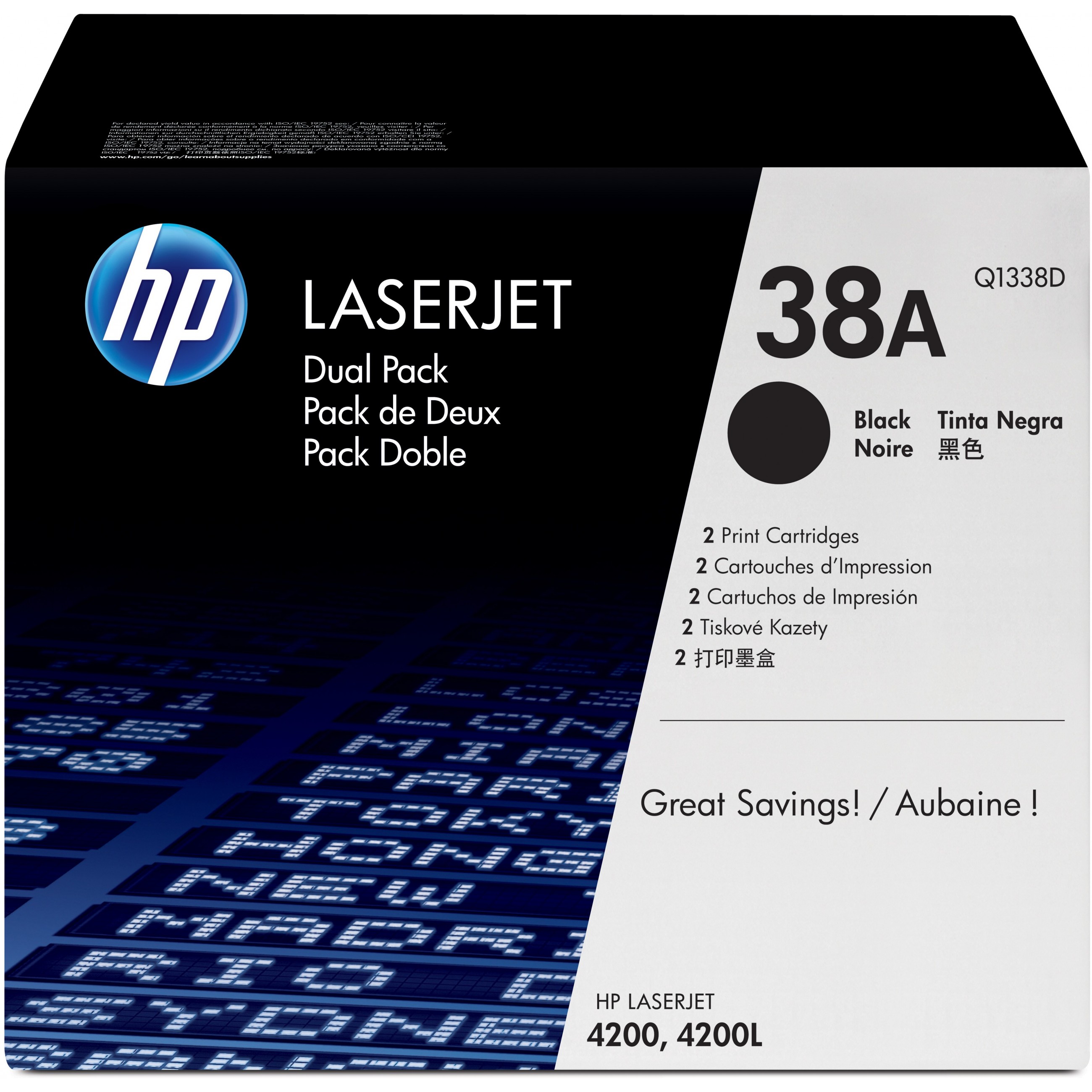 HP Tonerpatrone - Doppelpack - Q1338D - No.38A - schwarz - je 12.000Seiten