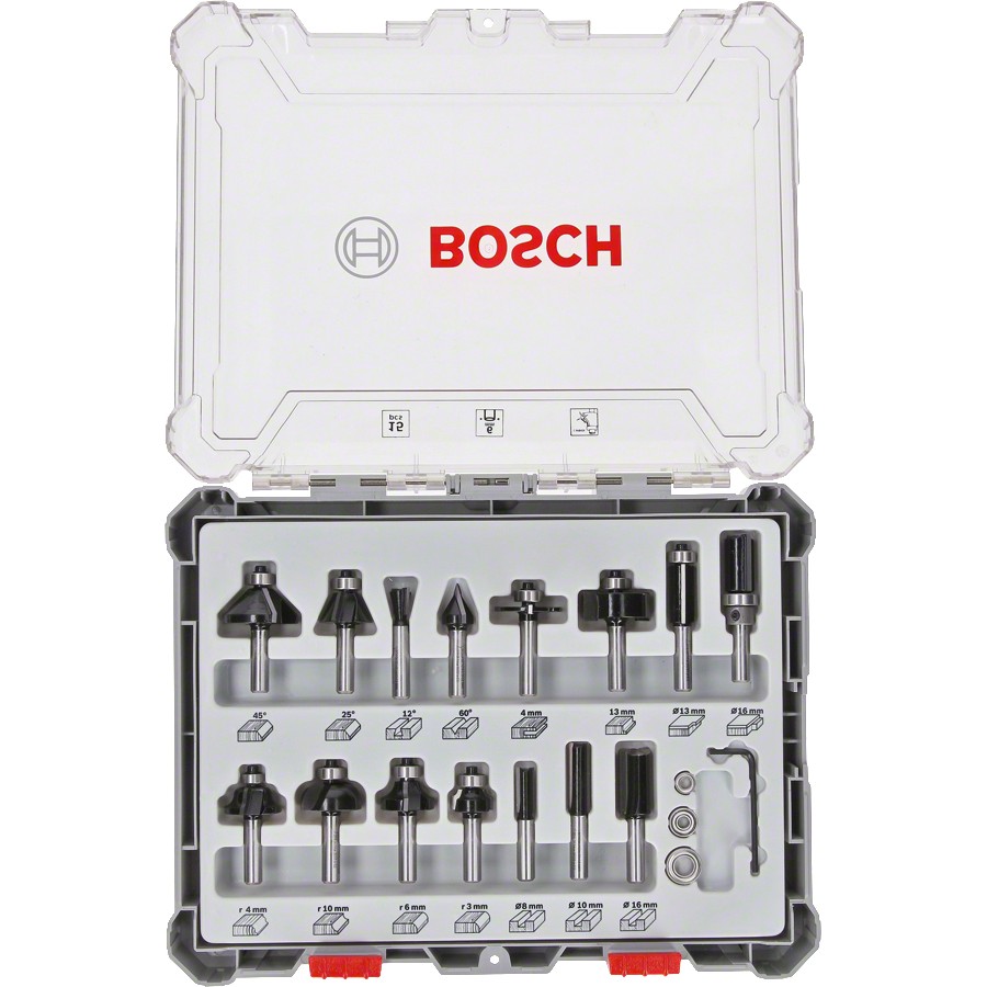 Bosch 15 tlg Mixed Frser Set 6mm Schaft