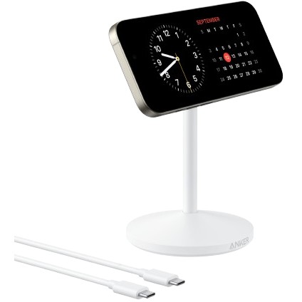 ANKER MagGo Wireless Charging Stand Qi2 15W MagSafe um 360 drehbar fr iphone 12 und hher weiss