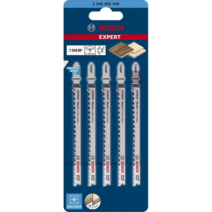 Bosch EXPERT Stichsägeblätter T308BP 5Stk Wood 2-side clean