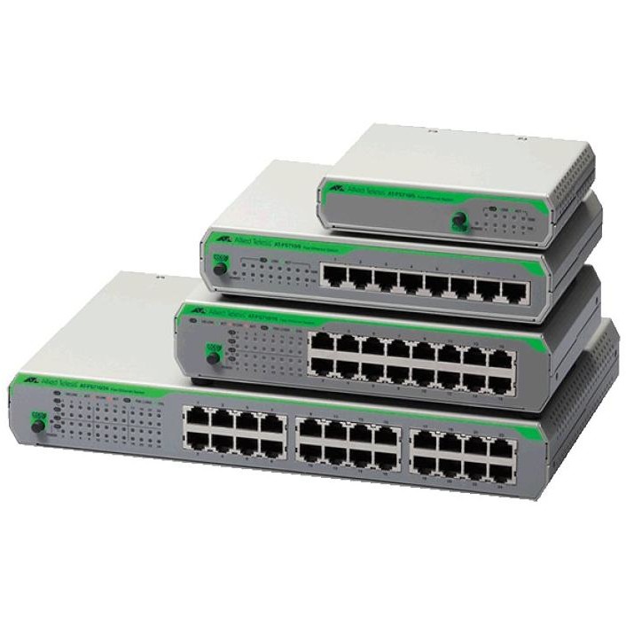 ALLIED 8-port 10/100TX unmanaged switch with internal PSU EU Power Cord