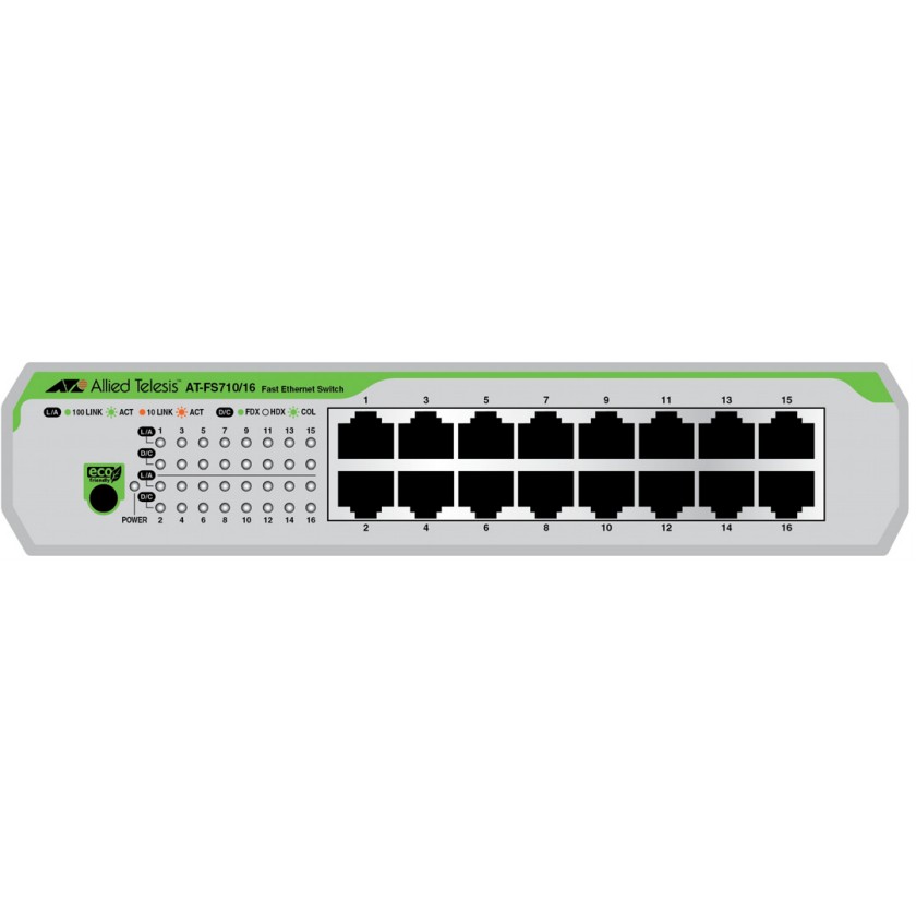 ALLIED 16-port 10/100TX unmanaged switch with internal PSU EU Power Cord