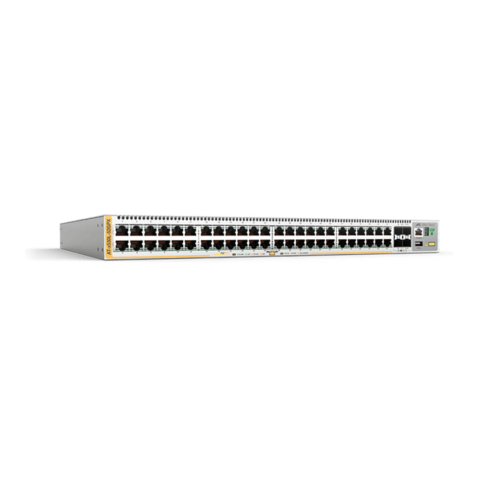 ALLIED 48-port 10/100/1000T PoE+ stackable switch 4 SFP+ ports 2 fixed power supplies