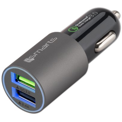 4smarts Rapid Qualcomm 3.0 Dual KFZ-Lader. 2 USB. matt-grau