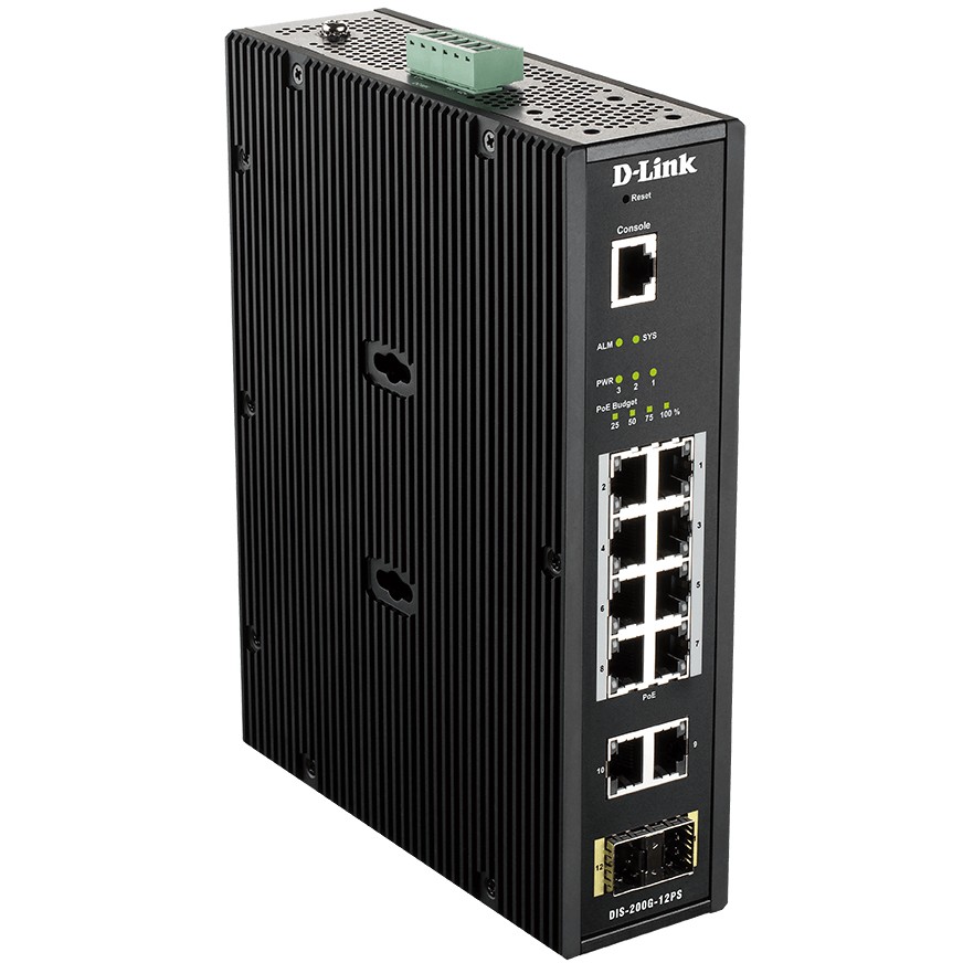 D-Link DIS-200G-12PS 12-Port Gigabit Industrial PoE Switch
