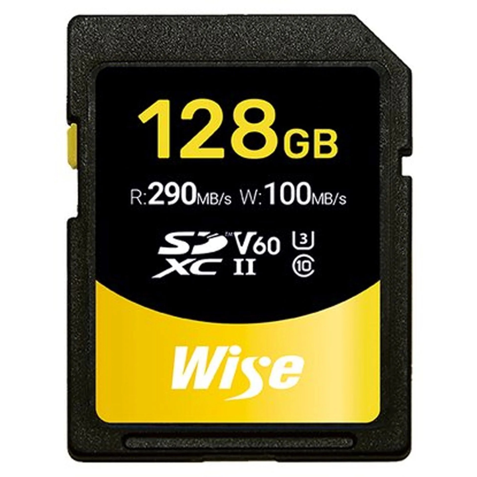 Wise SDXC UHS-II V60 128GB R:290MBs / W:100MBs WI-SD-S128