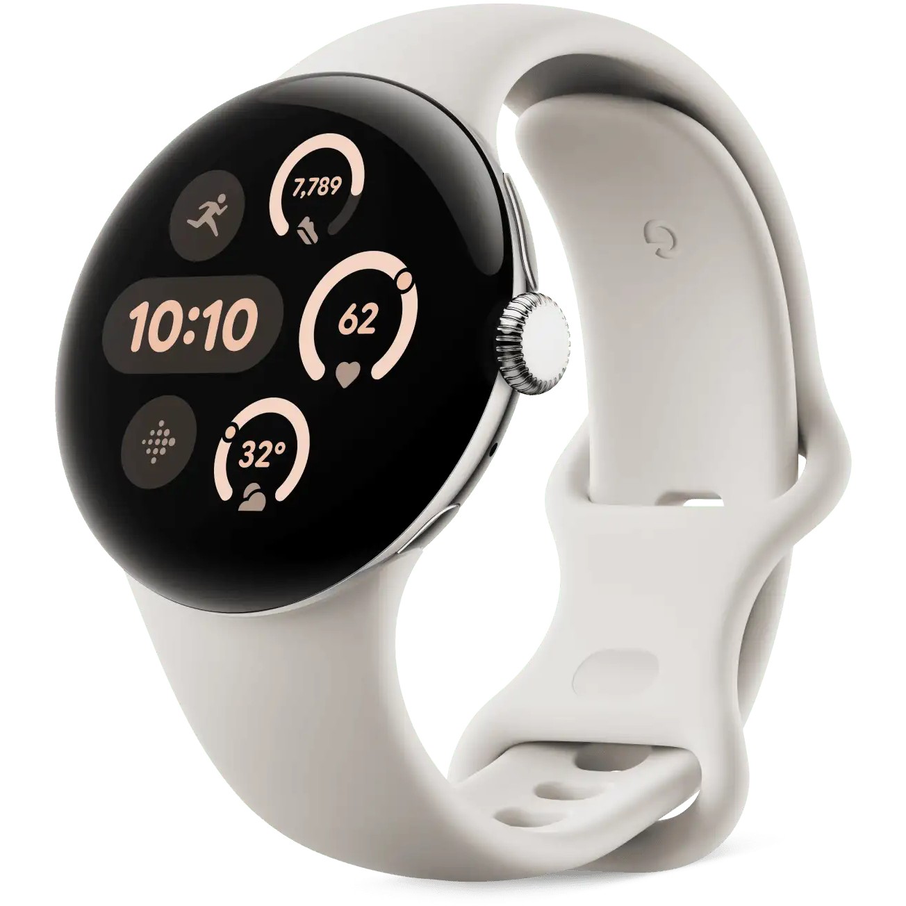 Google Pixel Watch 3 (45mm). Active Band. Porcelain. Large