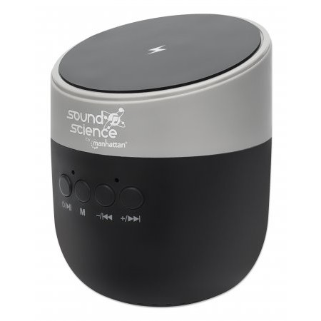 MANHATTAN Sound Science Bluetooth-Lautsprecher mit Induktionsladepad bis zu 5W 5V/1A Bedienelemente MicroSD-Slot schwarz/anthrazit