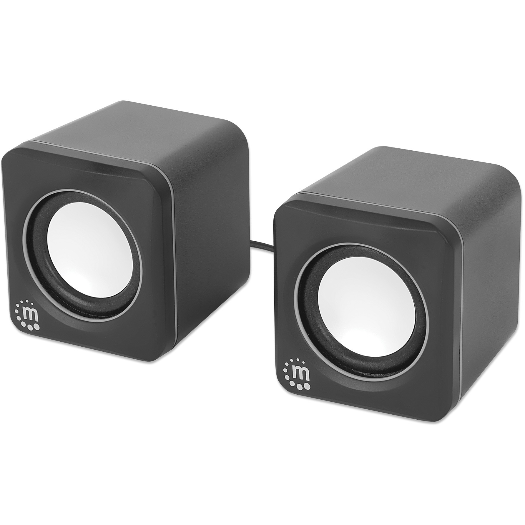 MANHATTAN Lautsprecher fr PC und Laptop 2600 Series zwei verbundene Lautsprecher 1.4 m USB-Kabel USB-C/USB-A-Adapter schwarz/silber