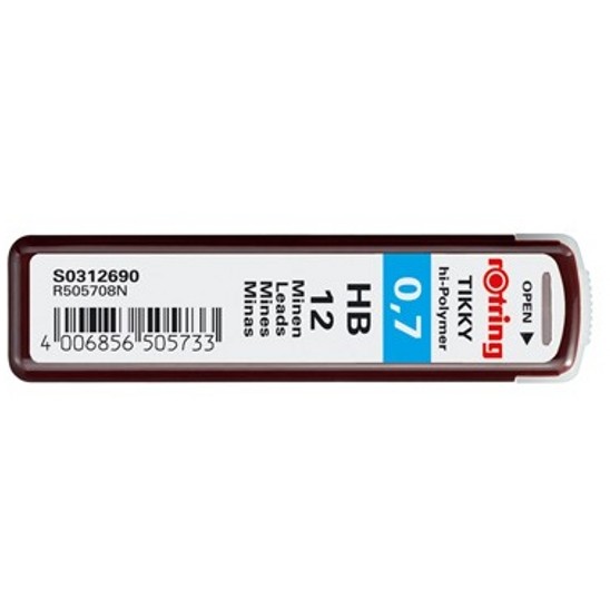 ROTRING Feinmine Dose Feinminen 12 Stück 0.7 HB