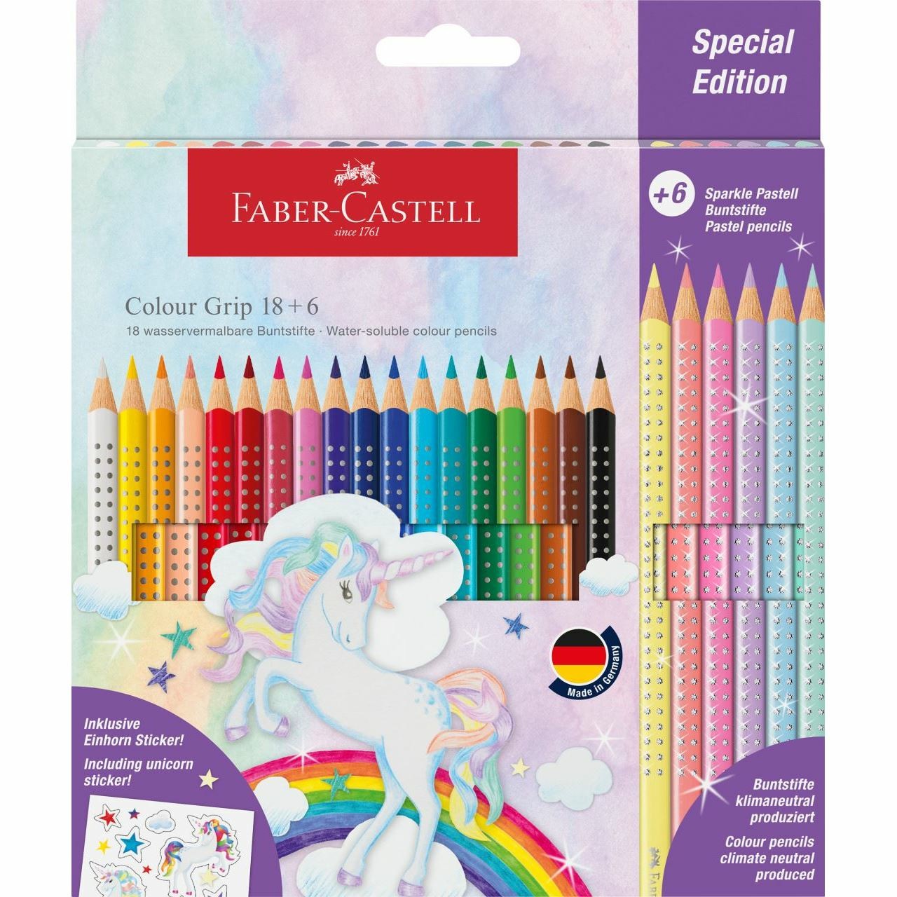 FABER-CASTELL Buntstift Colour Grip Einhorn 18+6