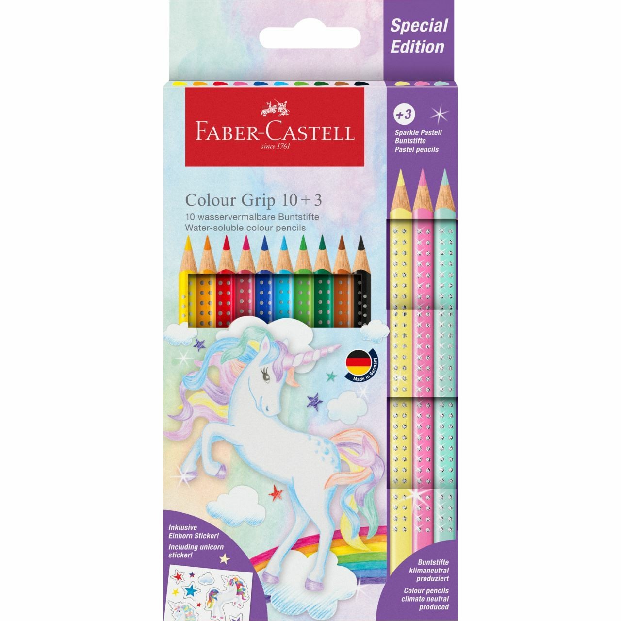 FABER-CASTELL Buntstift Colour Grip Einhorn 10+3