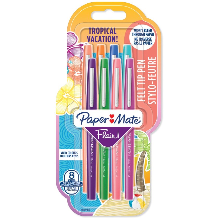 PAPER MATE Faserschreiber Flair 8er Trop.Vacation M 0.7 mm Blister