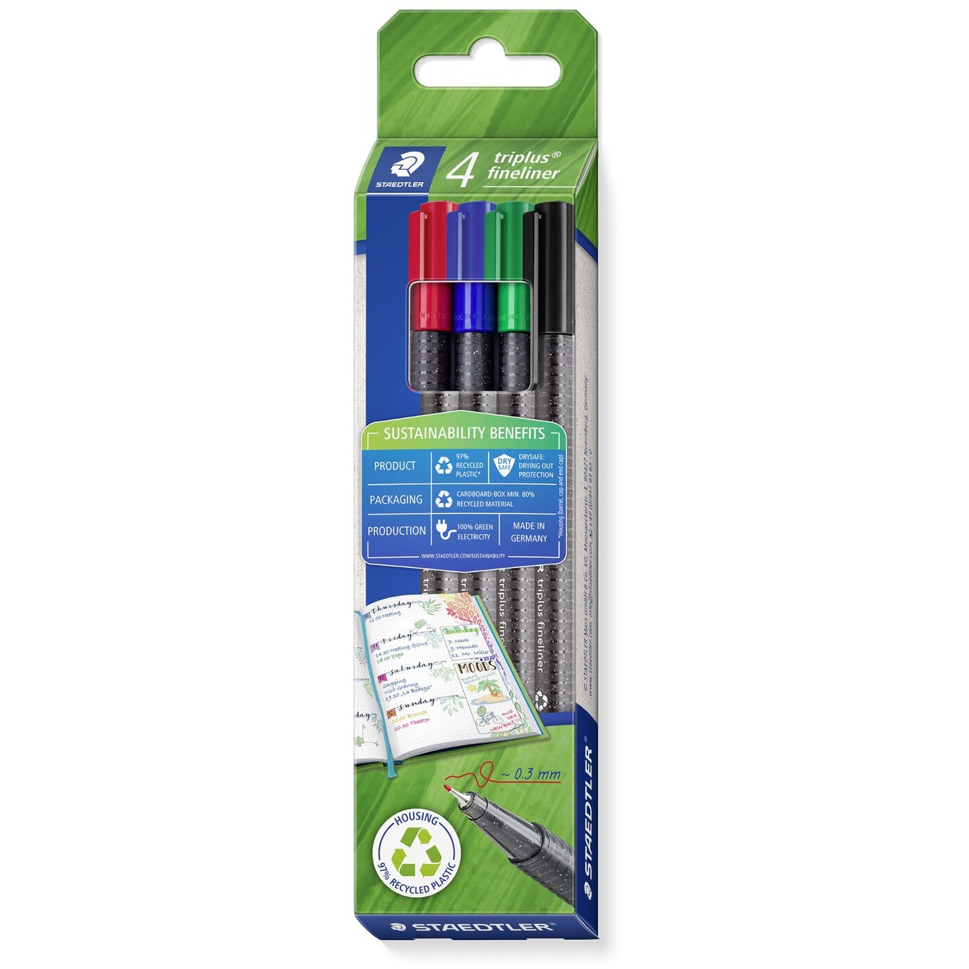 STAEDTLER Fineliner triplus 4er-Set retail