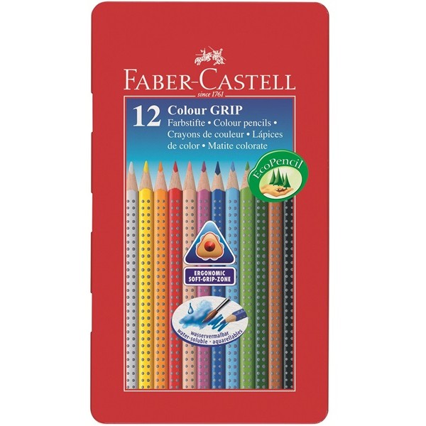 FABER-CASTELL Buntstift Colour Grip 12er-Metalletui