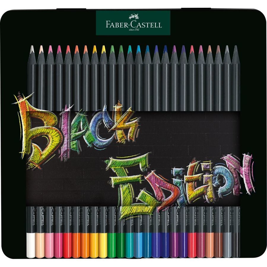 FABER-CASTELL Buntstifte Black Edition 24er Metalletui