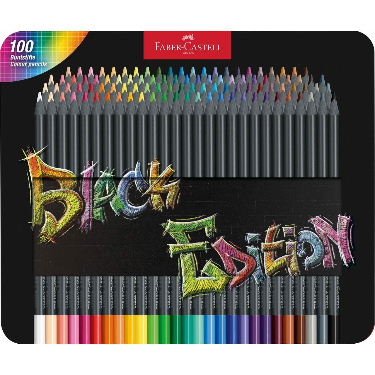 FABER-CASTELL Buntstifte Black Edition 100er Metallet.