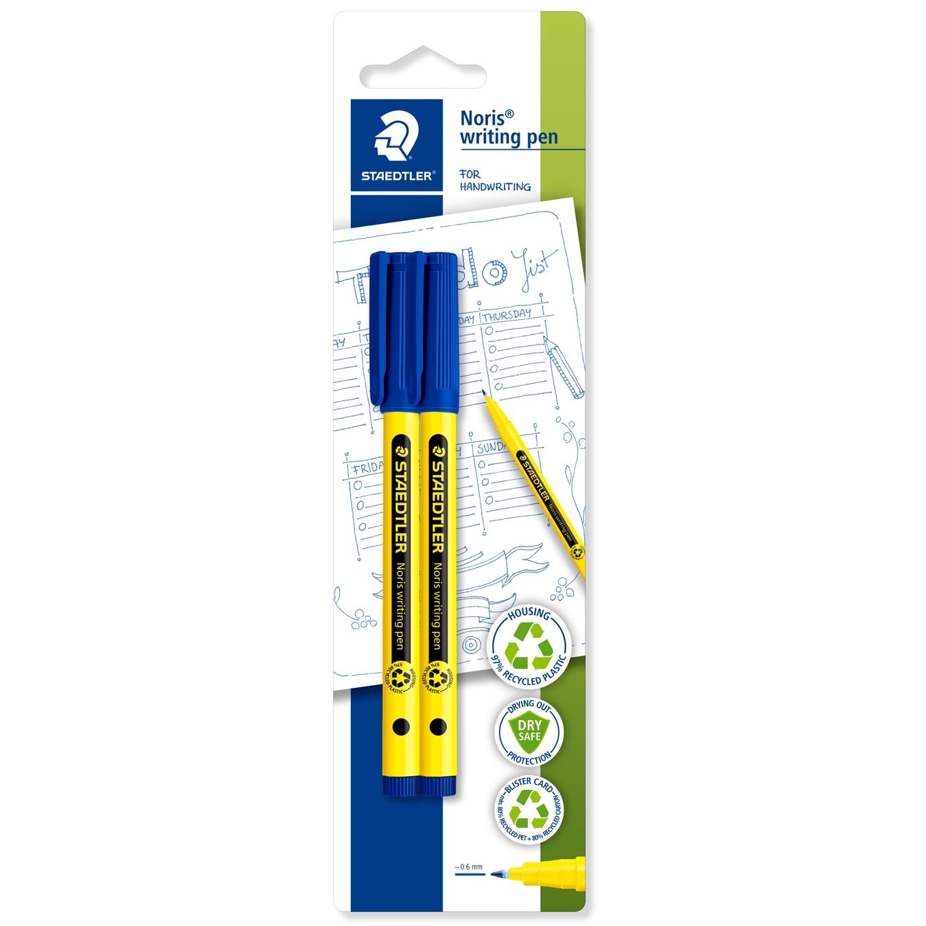 STAEDTLER Fineliner Noris writing pen 0.6mm 2Stk. blau retail