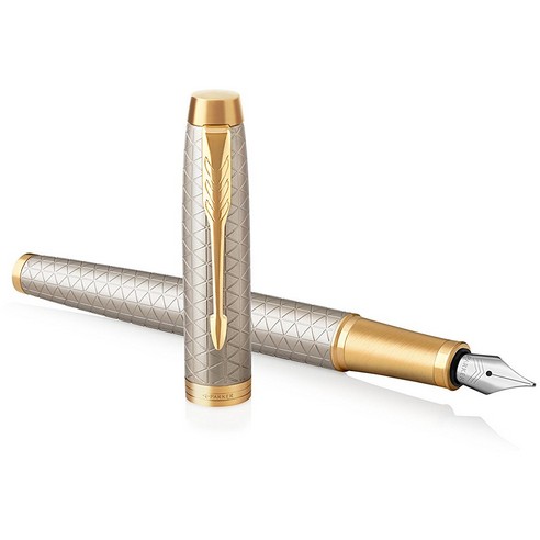 PARKER Füller IM Premium Warm Silver F Blau Geschenkbox