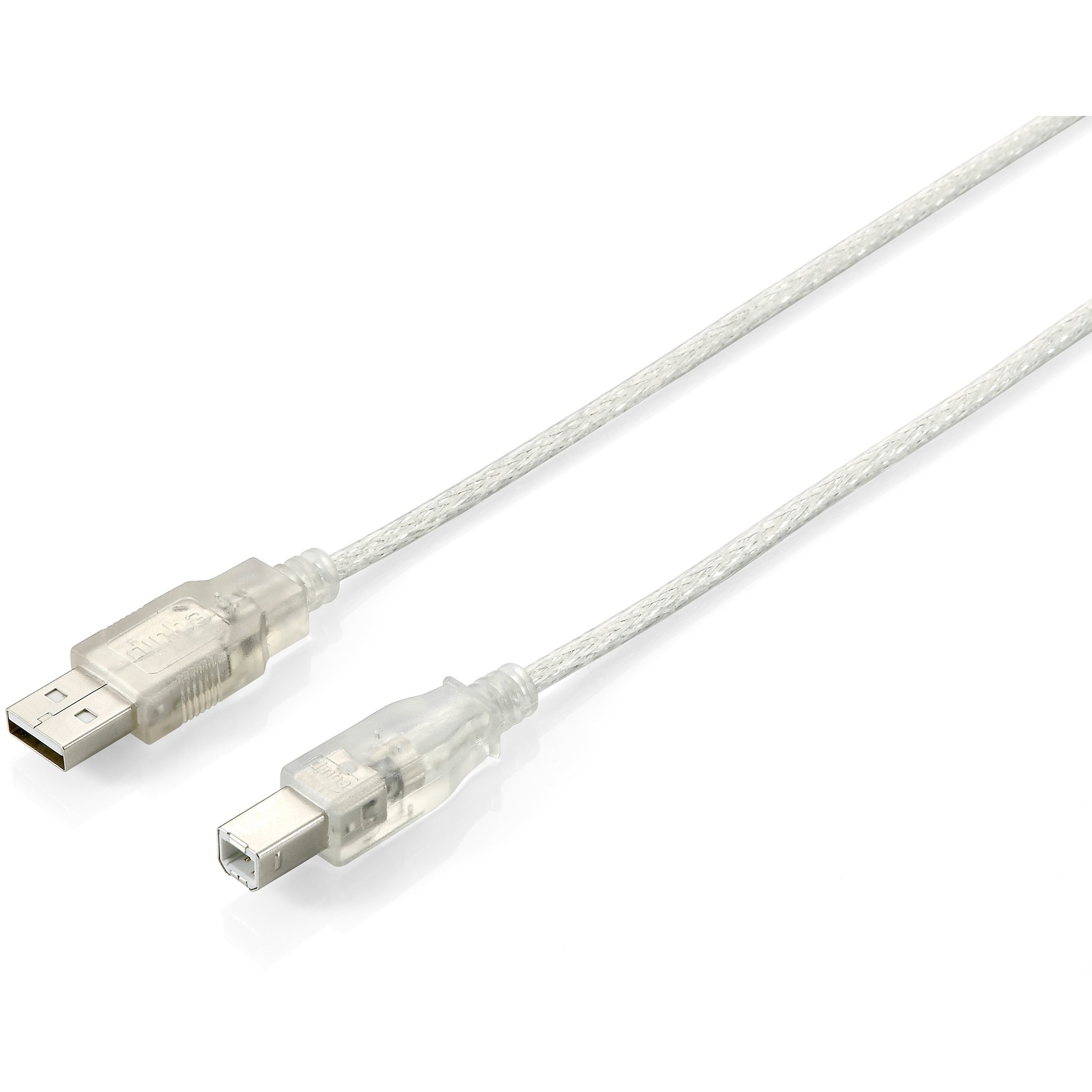 Equip USB Kabel 2.0 A-B St/St 5.00m transparent Polybeutel