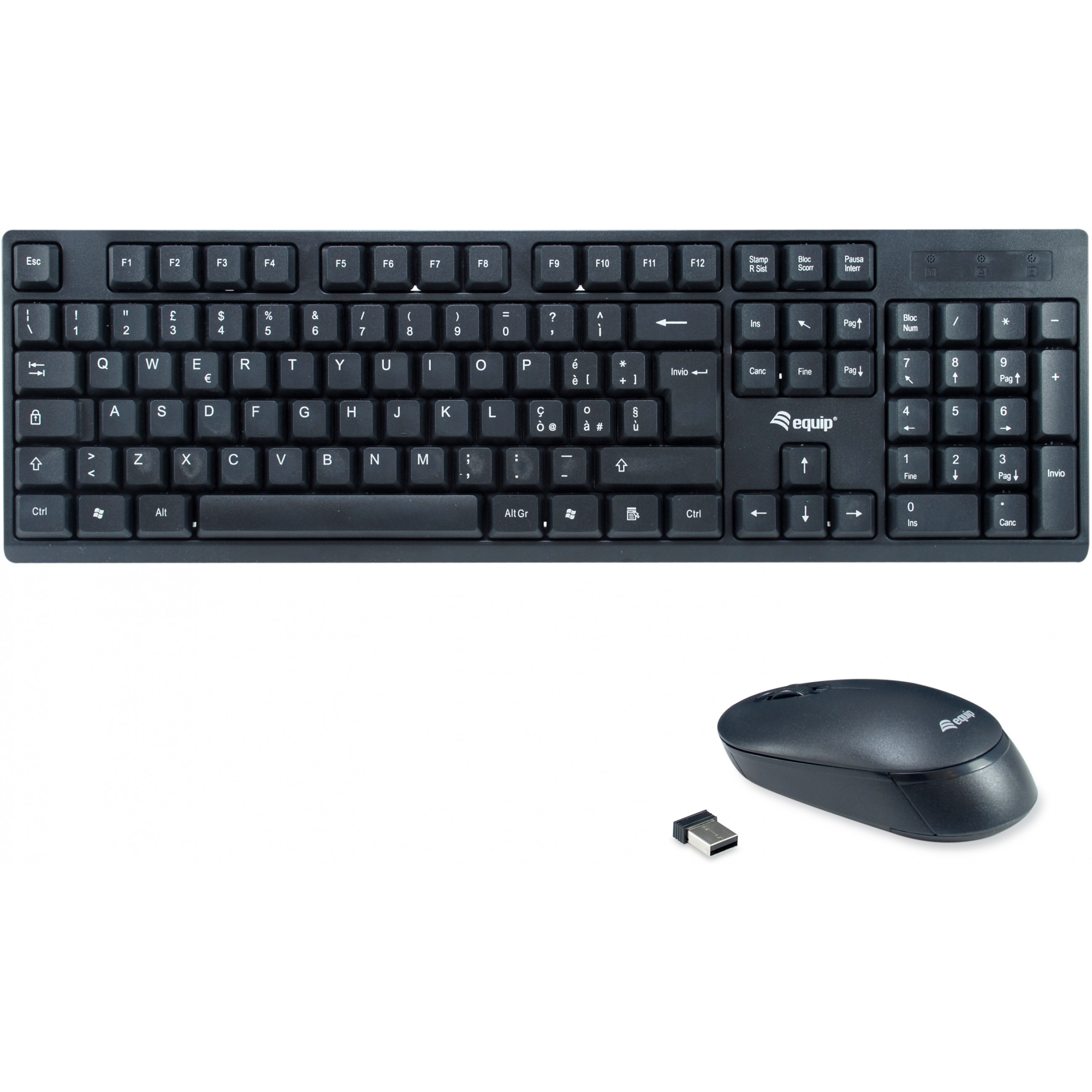 Equip Wireless Tastatur + Maus. Layout italienisch schwarz