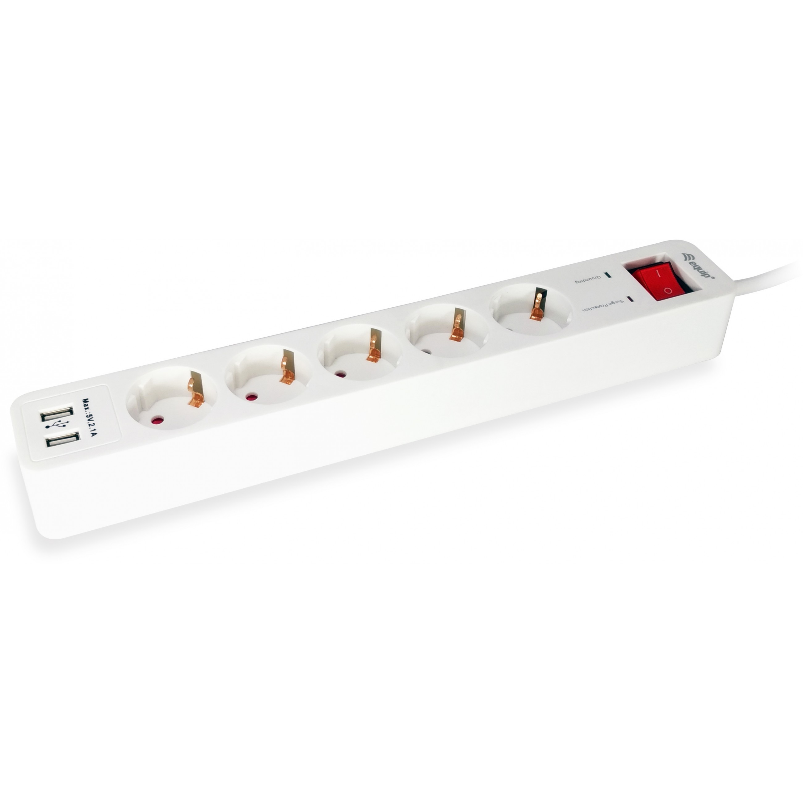 Equip Steckdosenleiste 5-fach Schuko 1.5m Kabel.2xUSB.Schutz