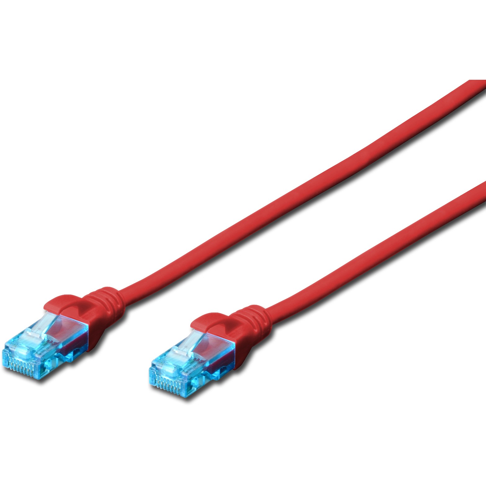 DIGITUS Patchkabel RJ45 U/UTP Cat5e 2.00m rot Hebelschutz Polybeutel