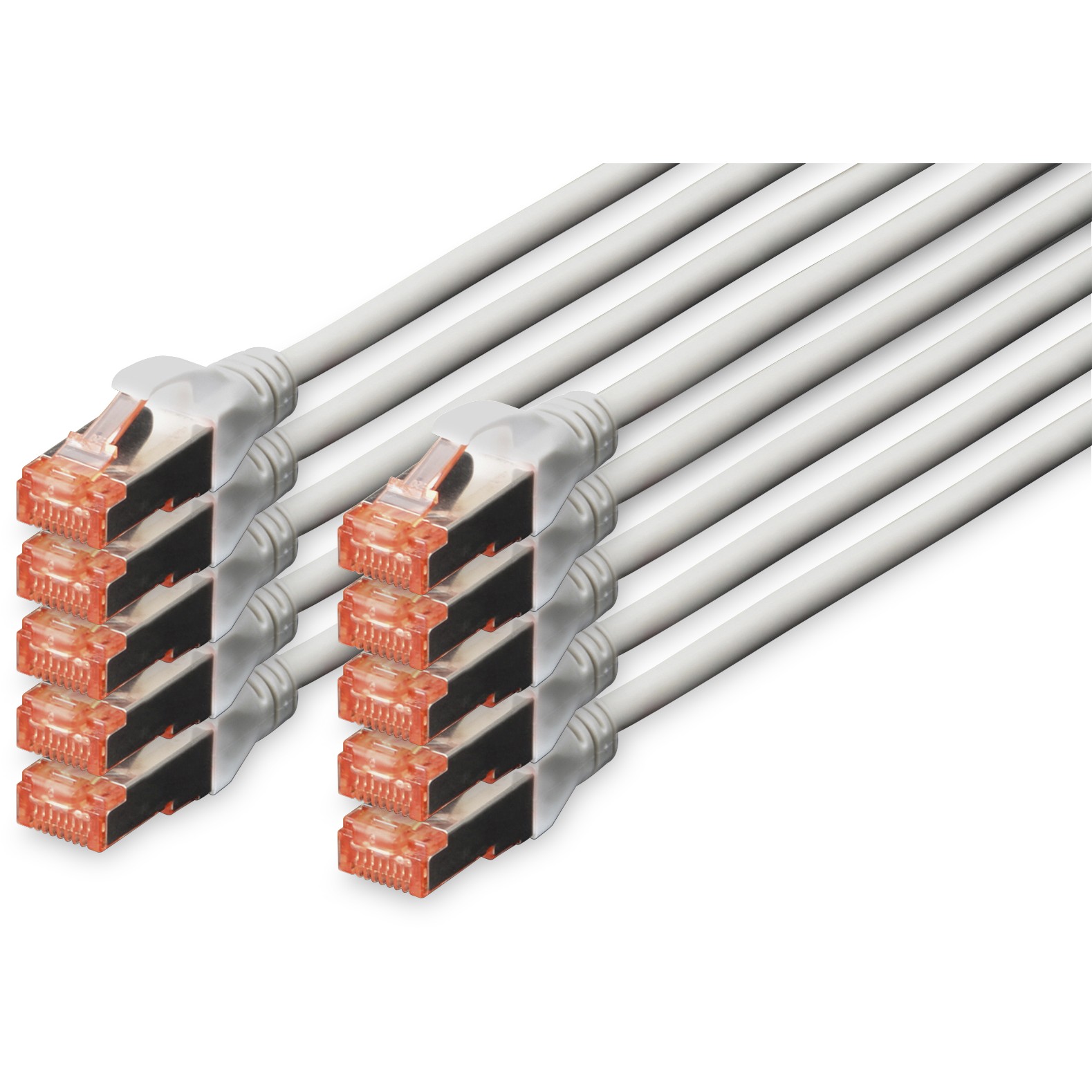DIGITUS CAT 6 S/FTP Patchkabel. 10 Stück. 5m. grau