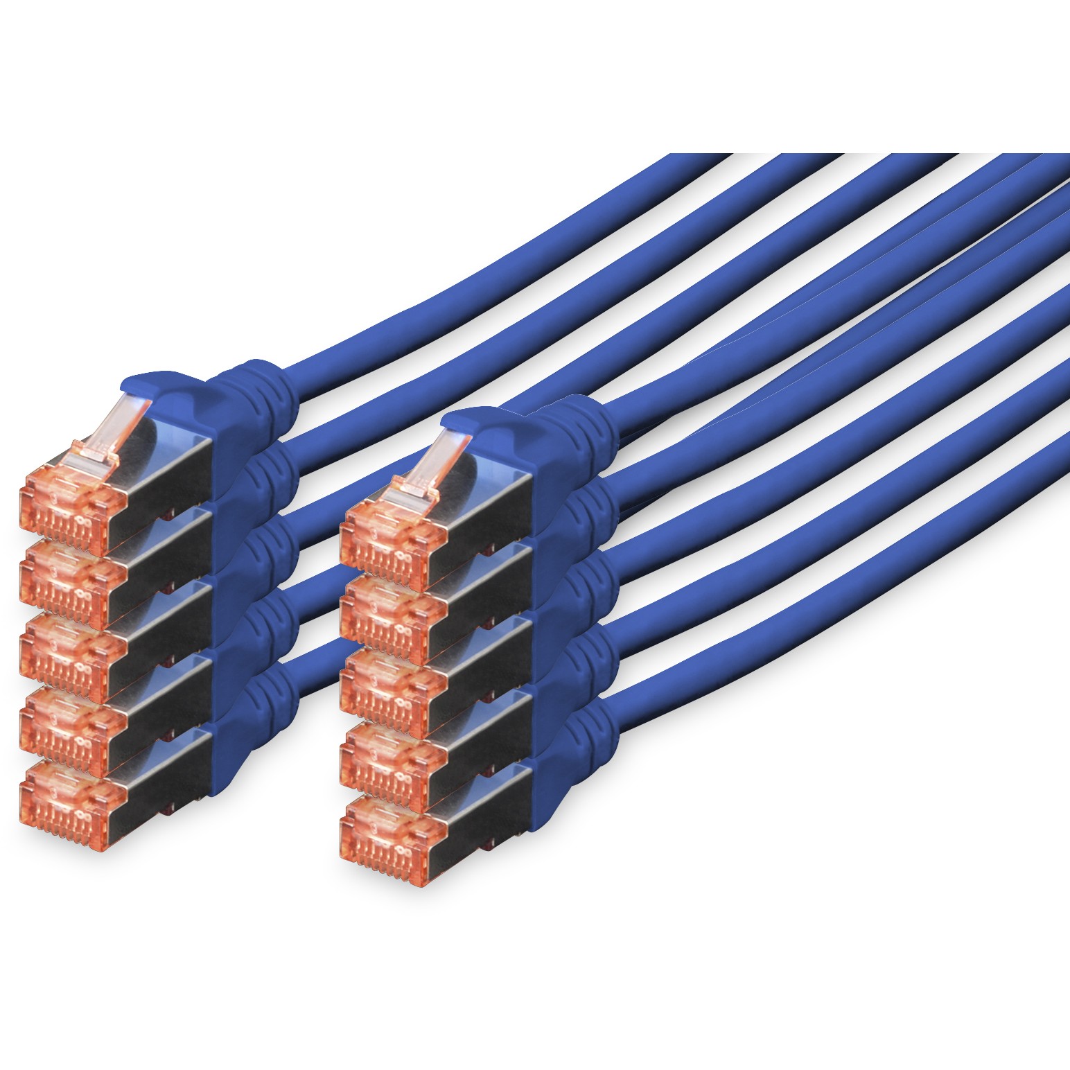 DIGITUS CAT 6 S/FTP Patchkabel. 10 Stück. 2m. blau