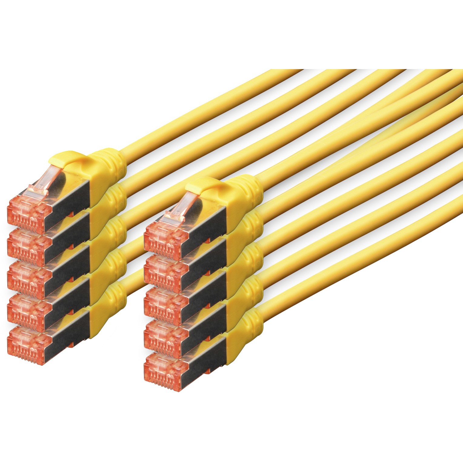 DIGITUS CAT 6 S/FTP Patchkabel. 10 Stück. 0.5m. gelb