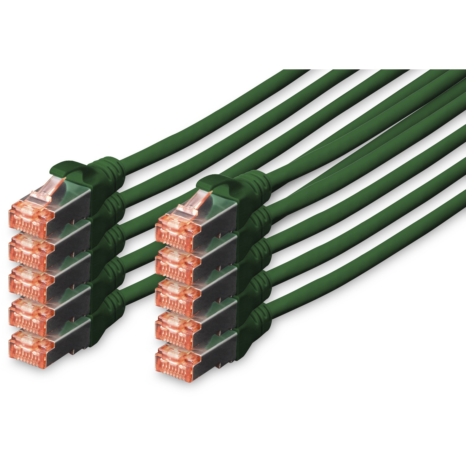 DIGITUS CAT 6 S/FTP Patchkabel. 10 Stück. 3m. grün