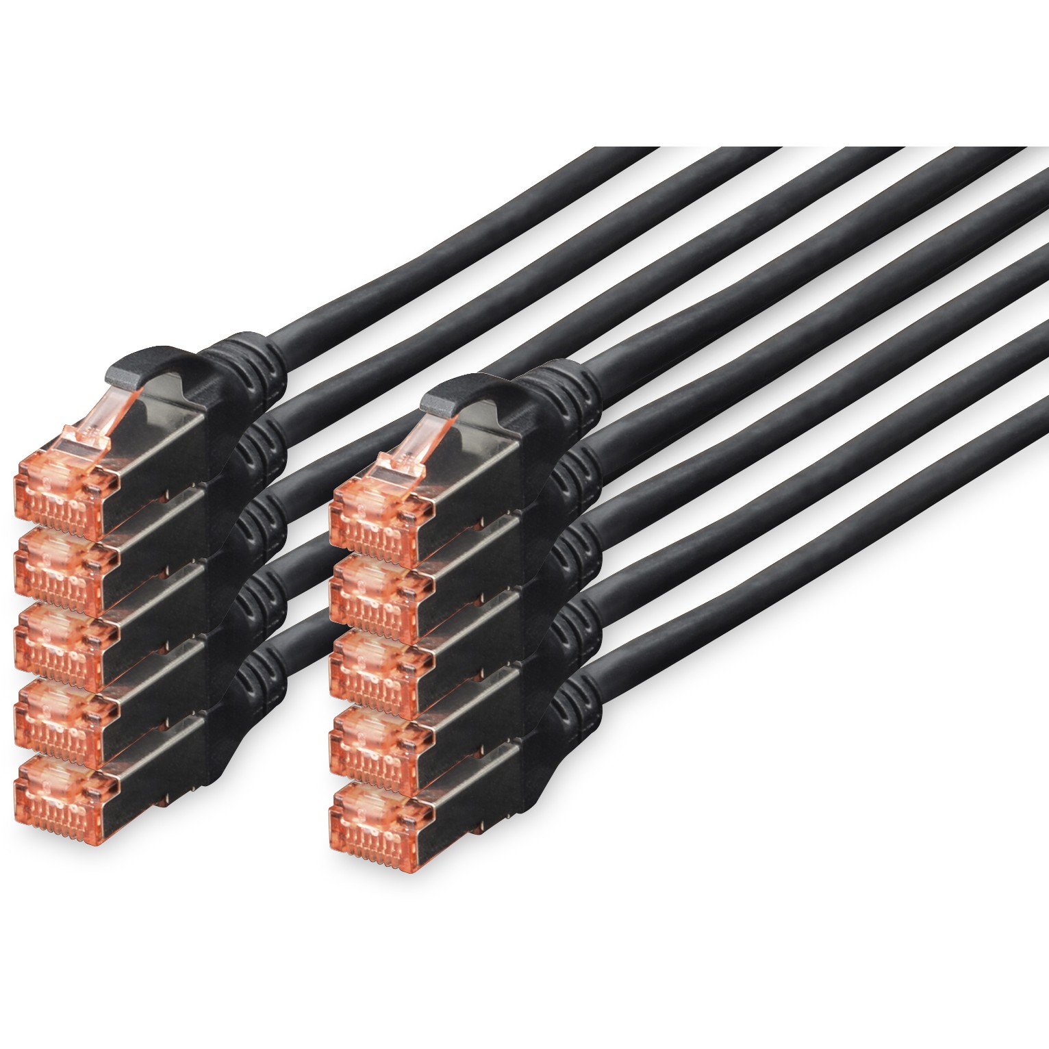 DIGITUS CAT 6 S/FTP Patchkabel. 10 Stück. 5m. schwarz