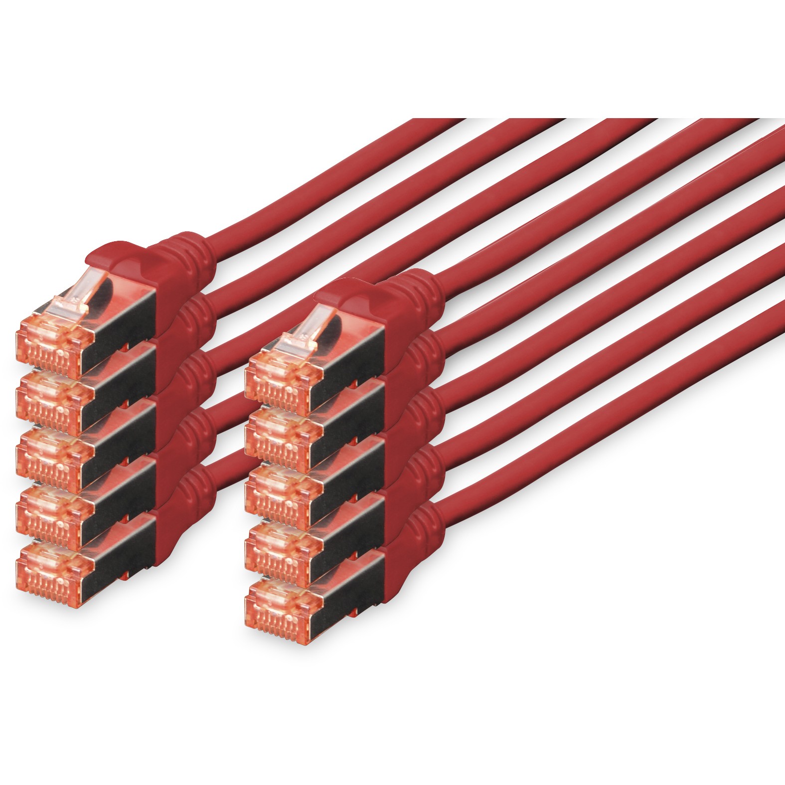 DIGITUS CAT 6 S/FTP Patchkabel. 10 Stück. 2m. rot