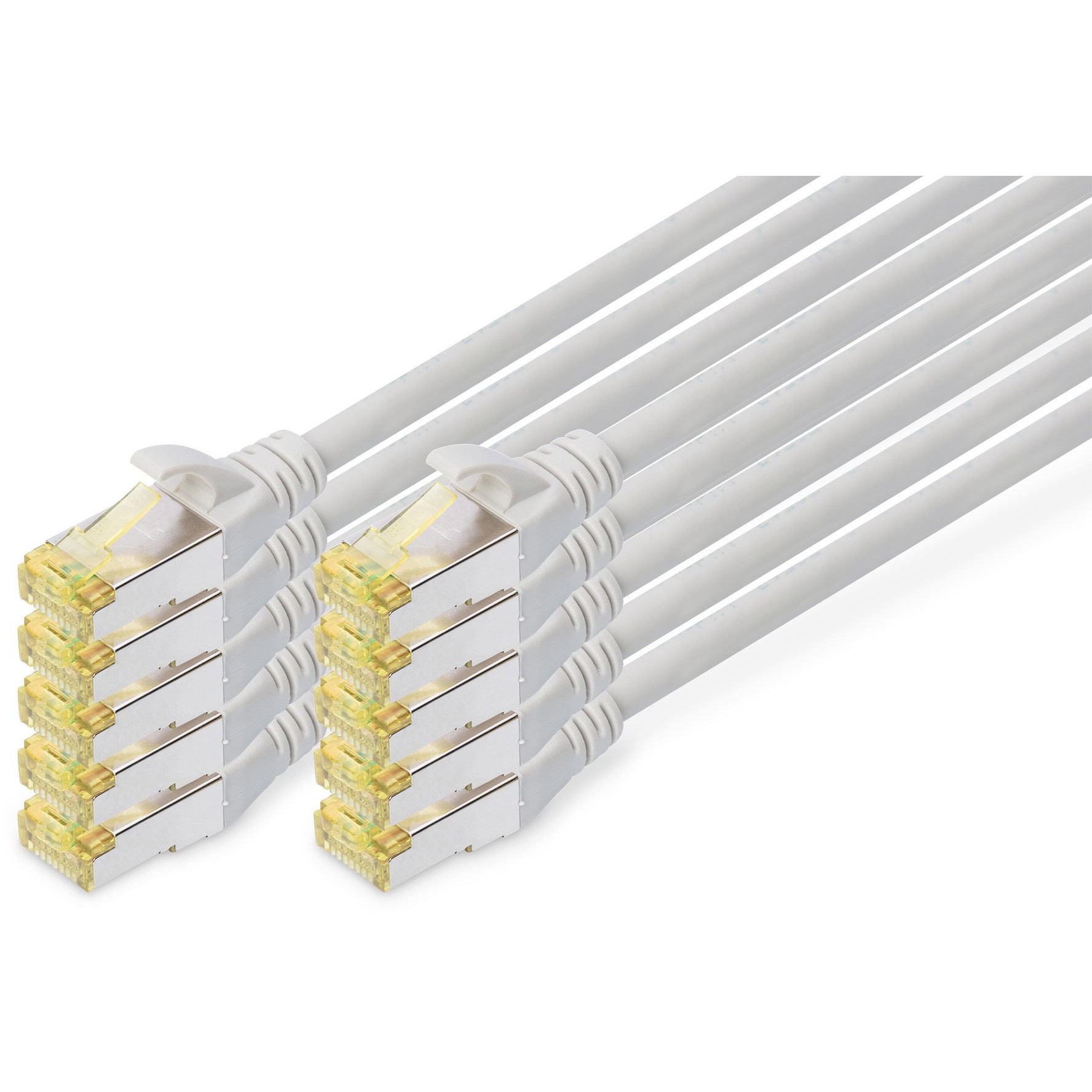 DIGITUS CAT 6A S/FTP Patchkabel. 10 Stück. 0.25m. grau