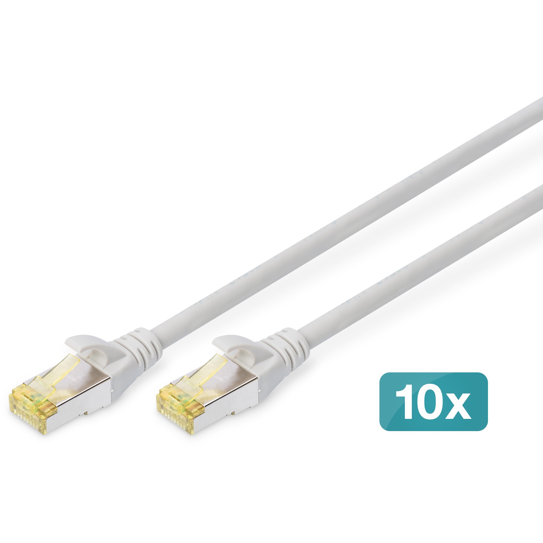 DIGITUS CAT 6A S/FTP Patchkabel. 10 Stück. 0.5m. grau