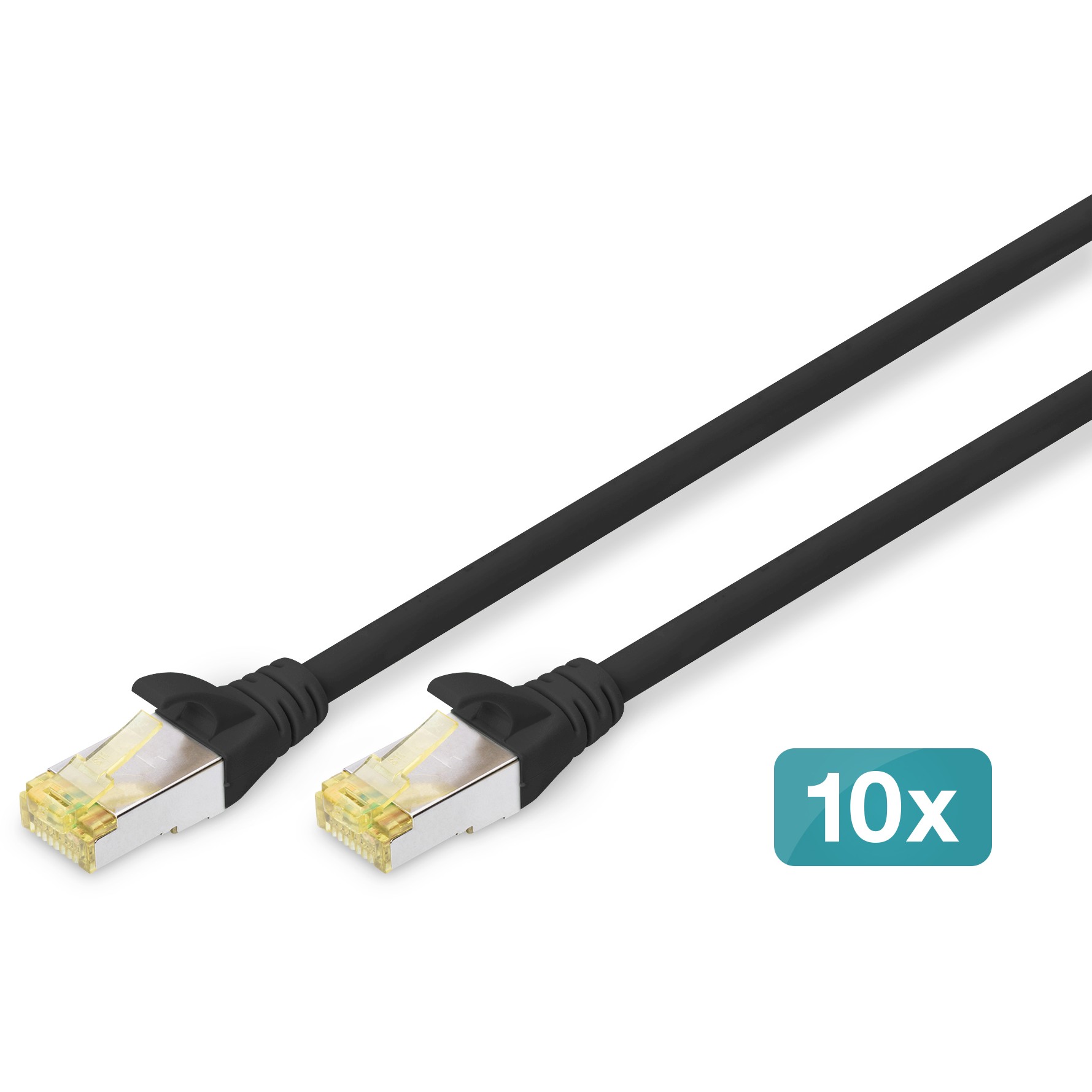 DIGITUS CAT 6A S/FTP Patchkabel. 10 Stück. 1m. schwarz