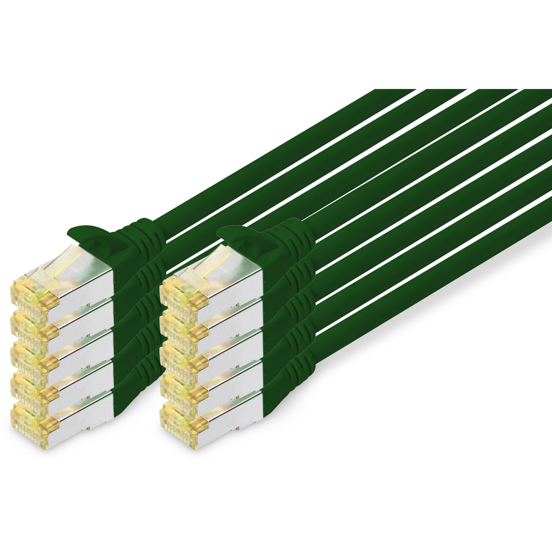 DIGITUS CAT 6A S/FTP Patchkabel. 10 Stück. 1m. grün