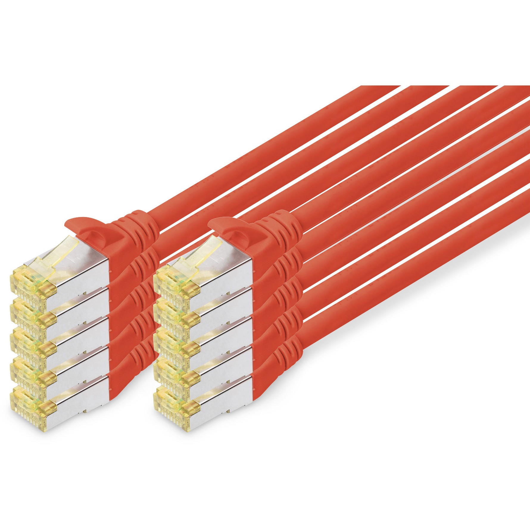 DIGITUS CAT 6A S/FTP Patchkabel. 10 Stück. 1m. rot