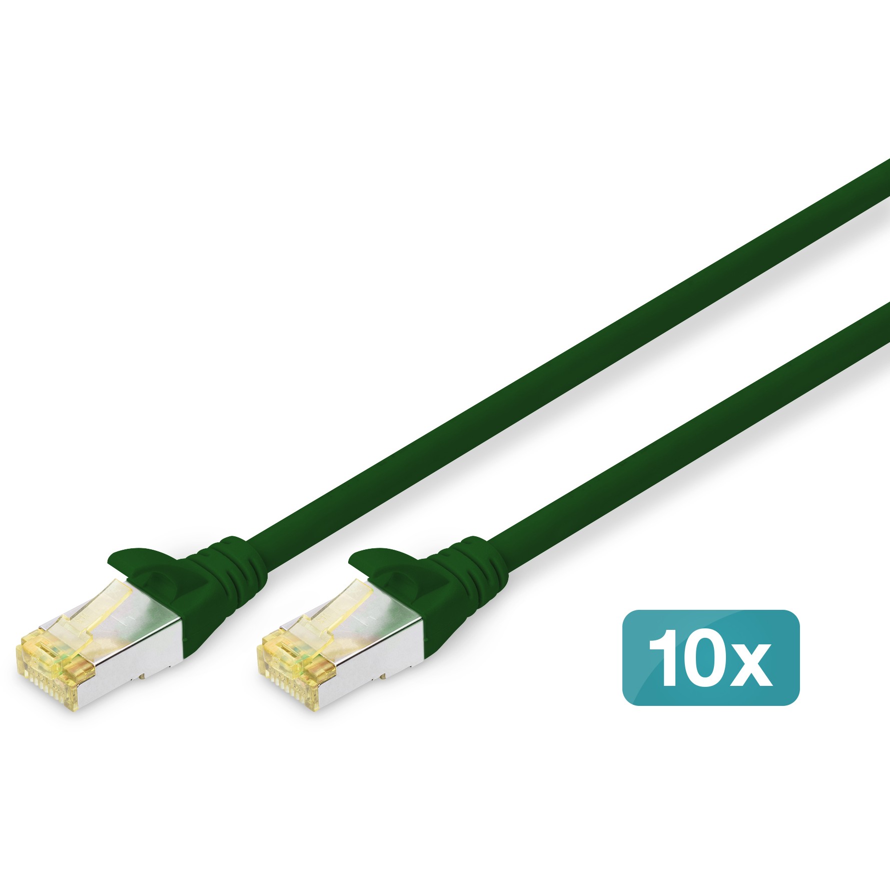 DIGITUS CAT 6A S/FTP Patchkabel. 10 Stück. 0.5m. grün