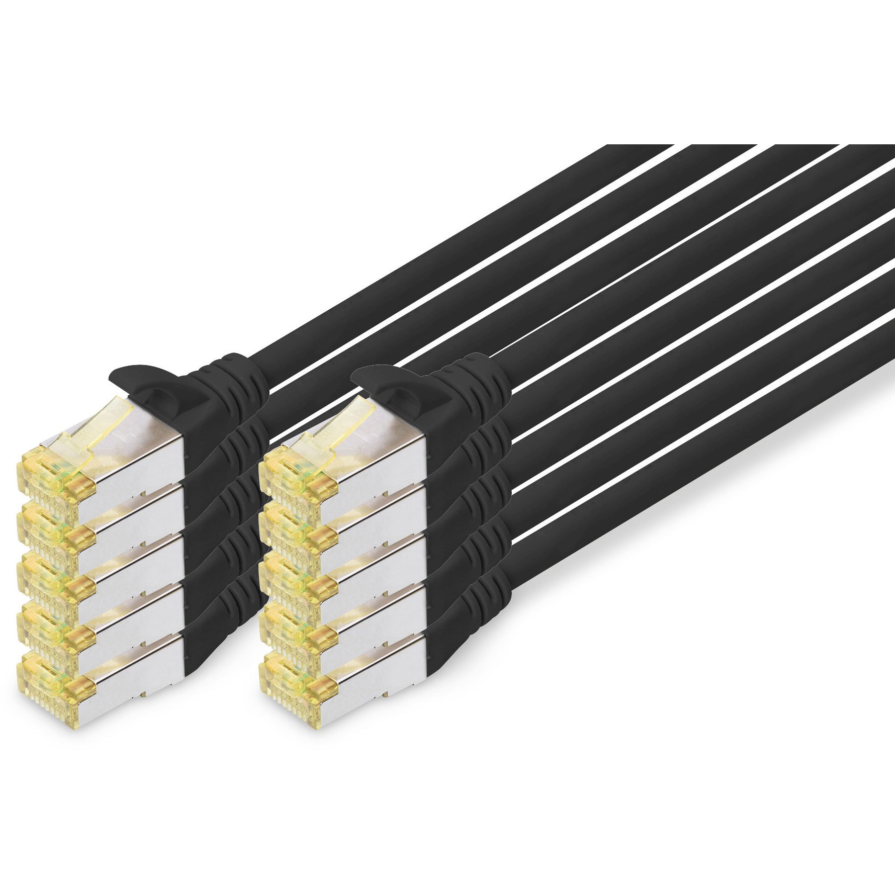 DIGITUS CAT 6A S/FTP Patchkabel. 10 Stück. 5m. schwarz
