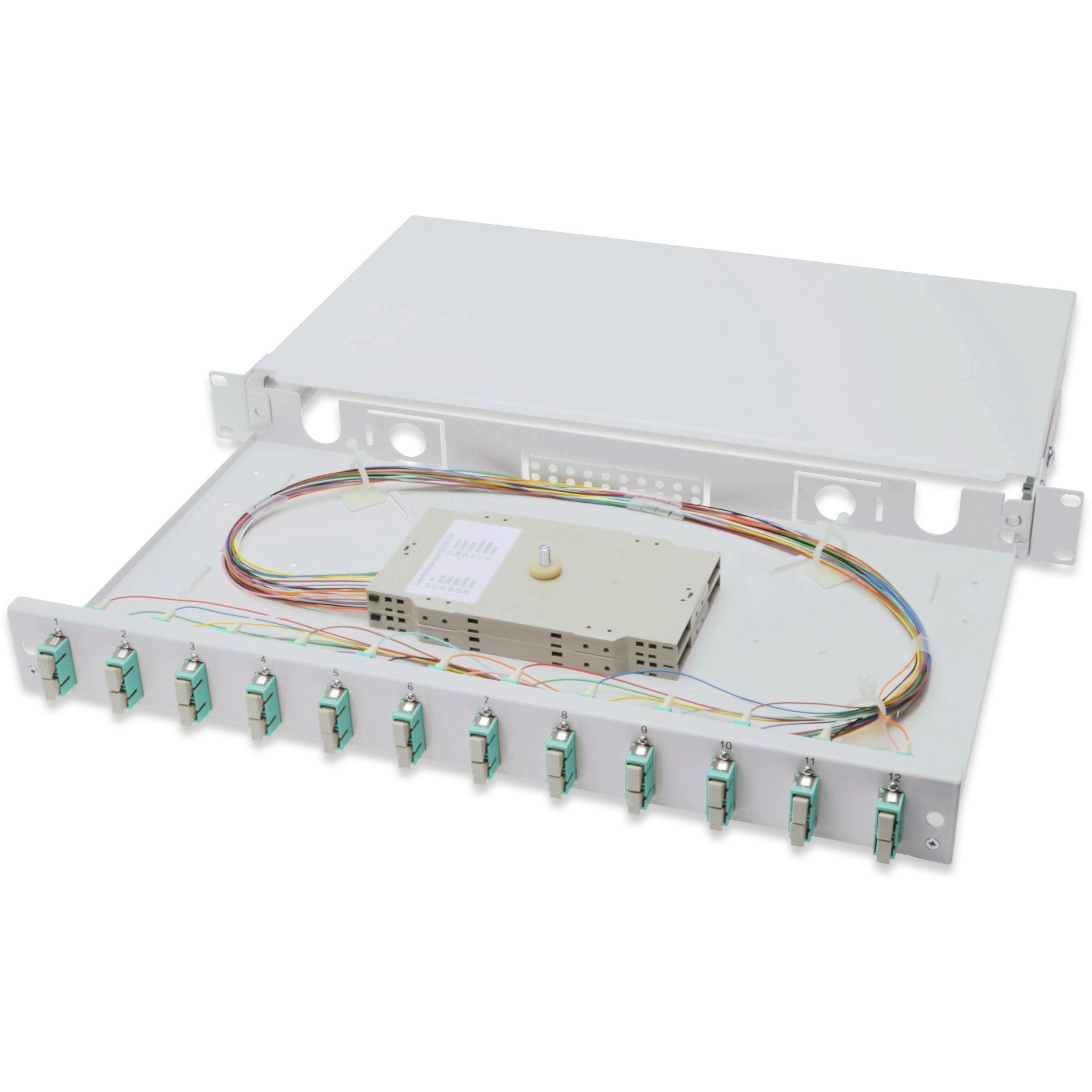 DIGITUS LWL Spleißbox 1HE bestückt 12x SC DX OM3 grau