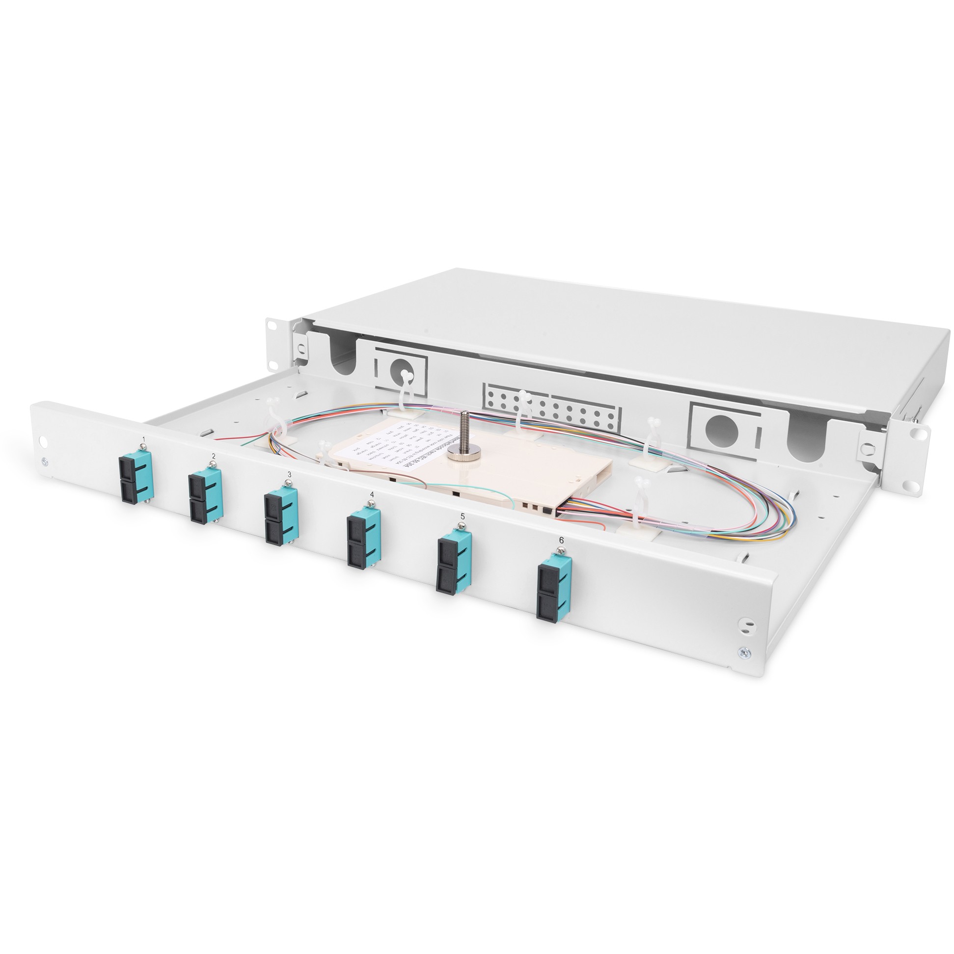 DIGITUS LWL Spleißbox 1HE bestückt 6x SC DX OM3 grau