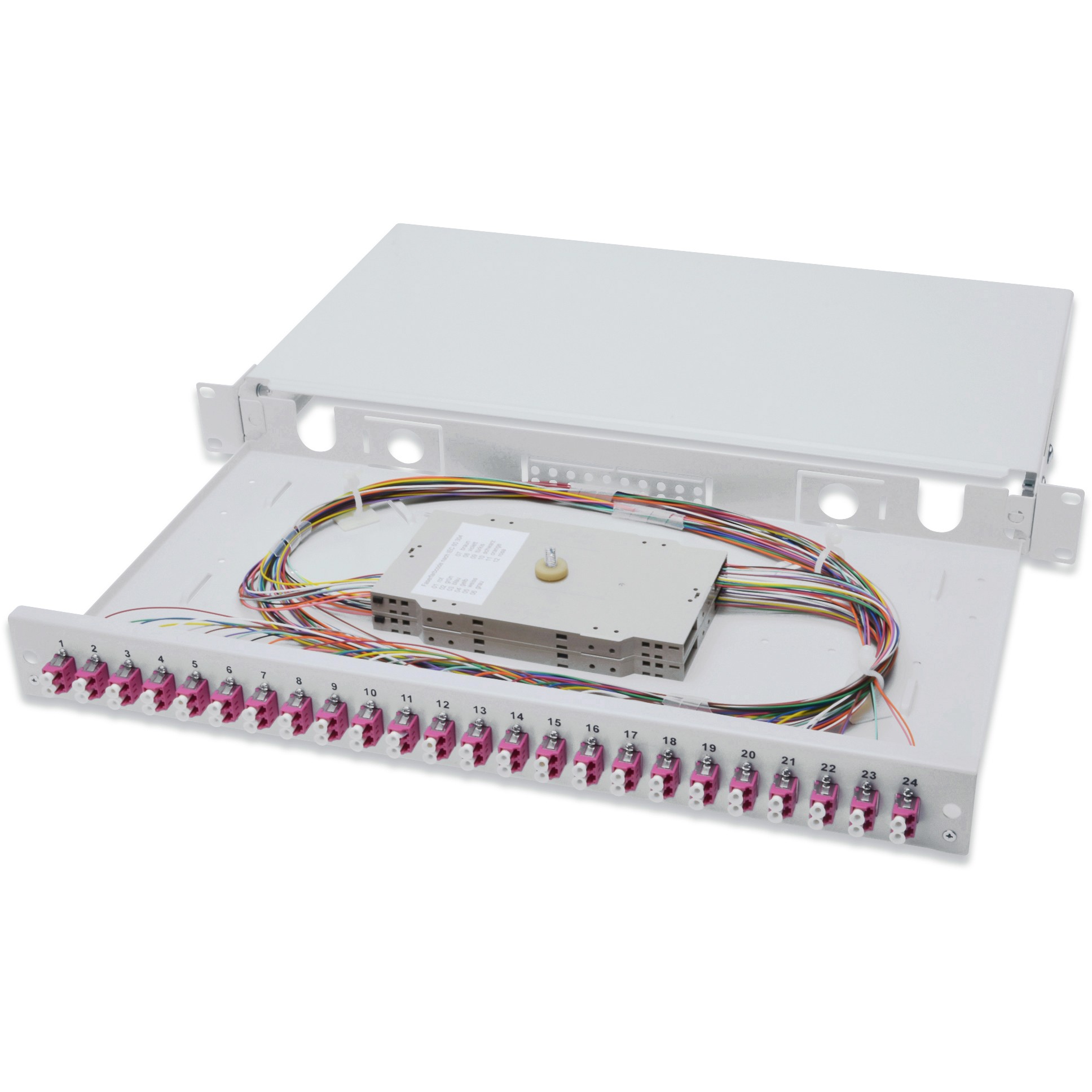 DIGITUS LWL Spleißbox 1HE bestückt 24x LC DX OM4 grau