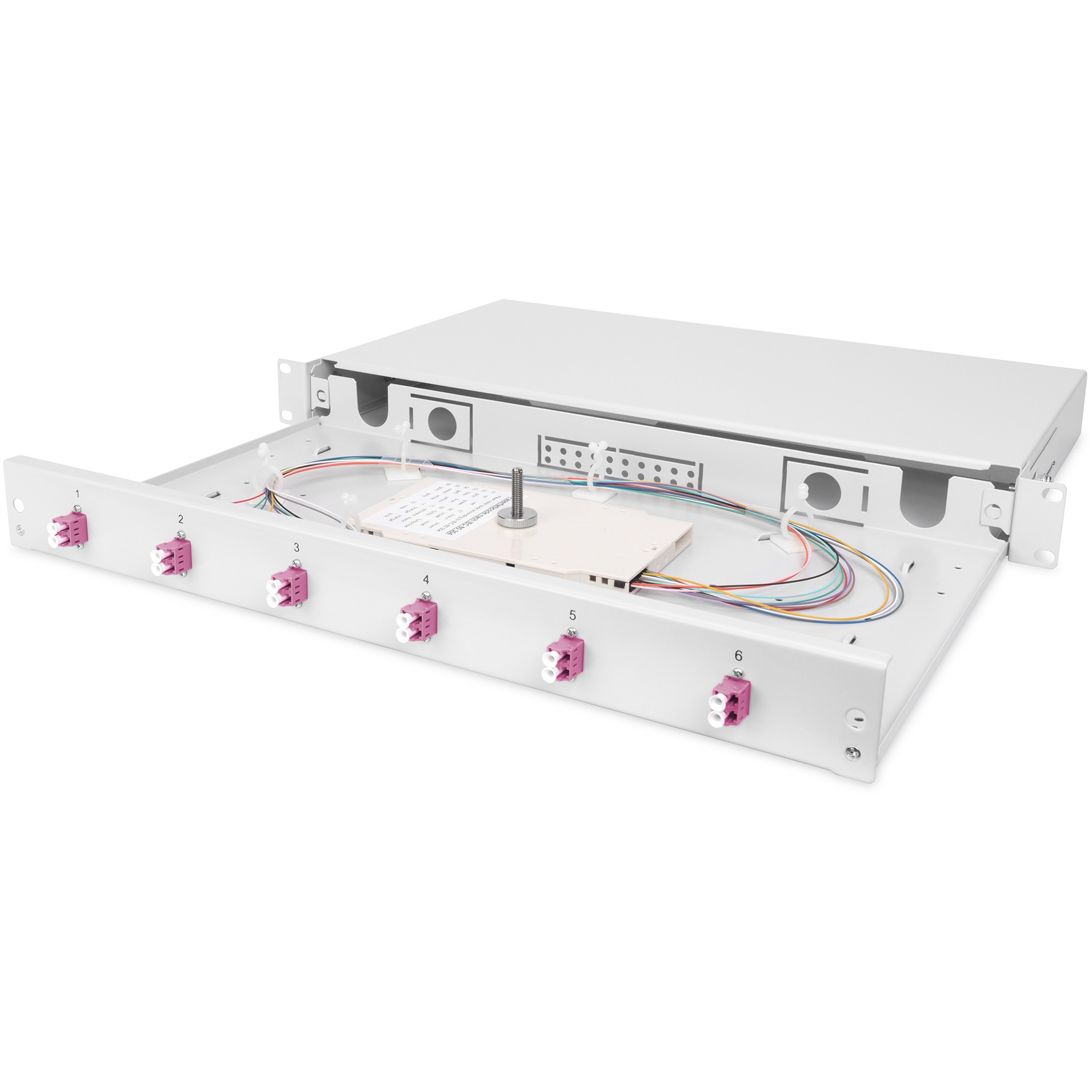 DIGITUS LWL Spleißbox 1HE bestückt 6x LC DX OM4 grau