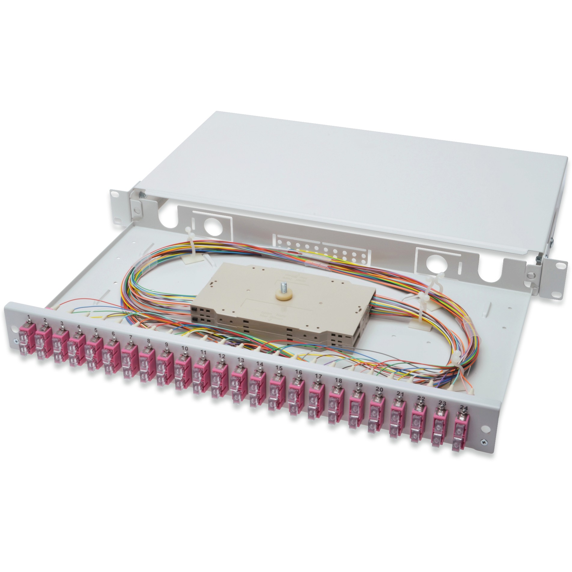 DIGITUS LWL Spleißbox 1HE bestückt 24x SC DX OM4 grau